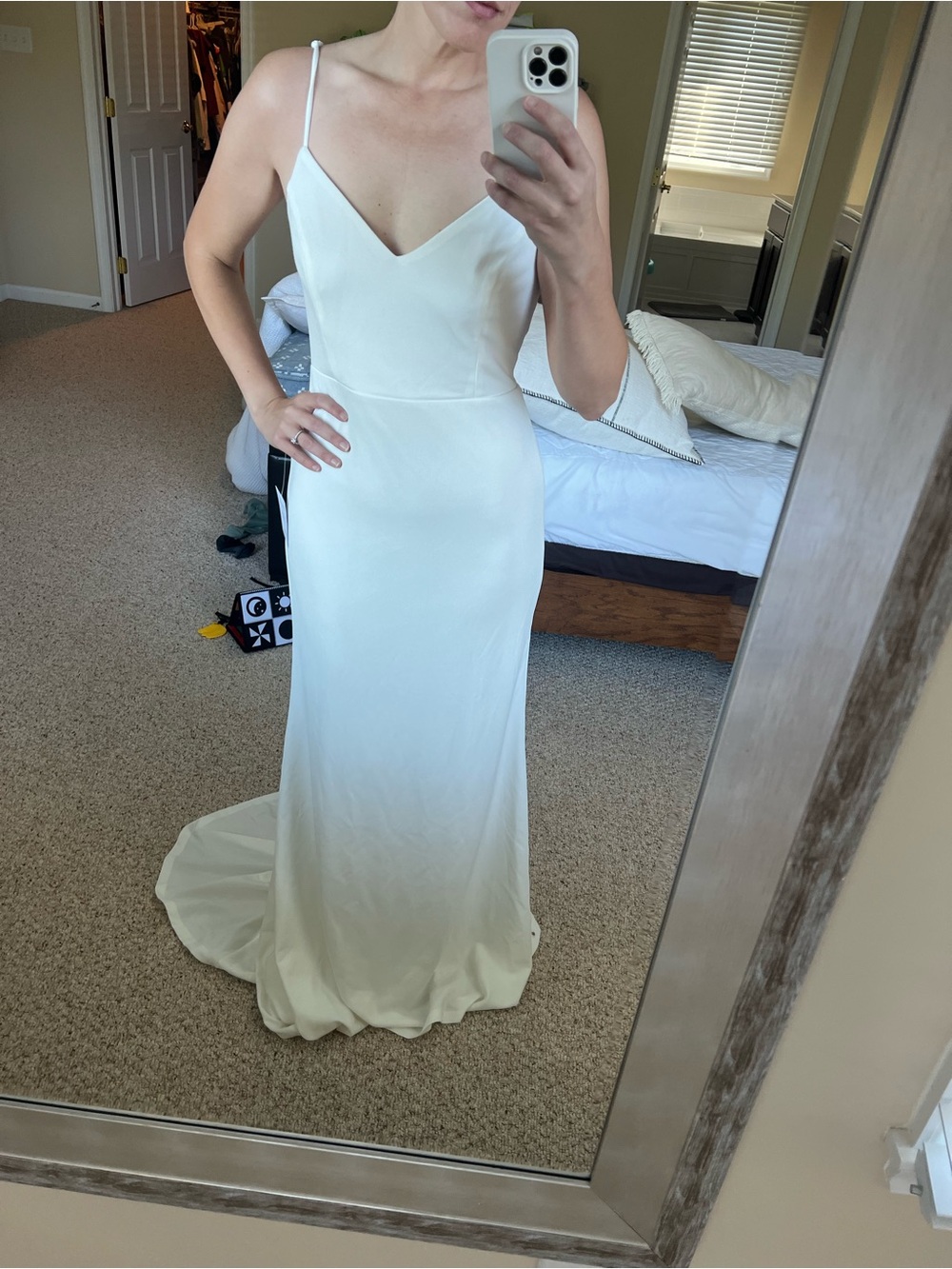 Lulu's Ivory White Spaghetti-Strap Wedding Dress